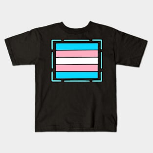 Outlined Trans flag - wtframe comics Kids T-Shirt